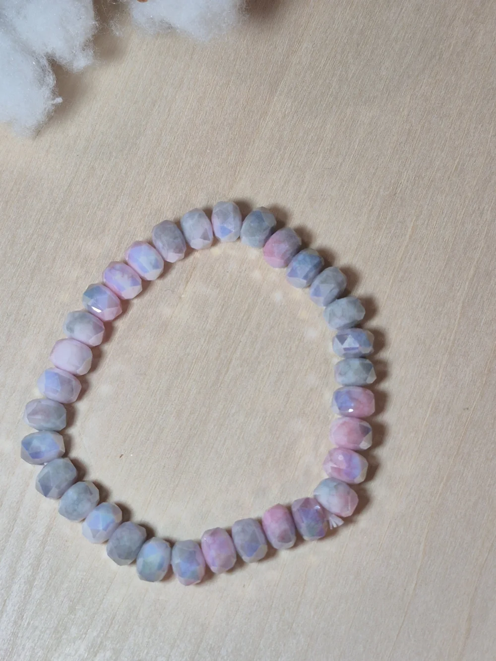 💜🤍NEW🤍💜 PRETTY!! Faceted MOSS AGATE AND AMETHYST Mix Stretch Bracelet